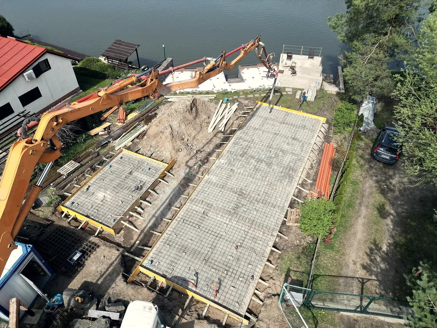 Betonáž stropnej dosky čerpadlom