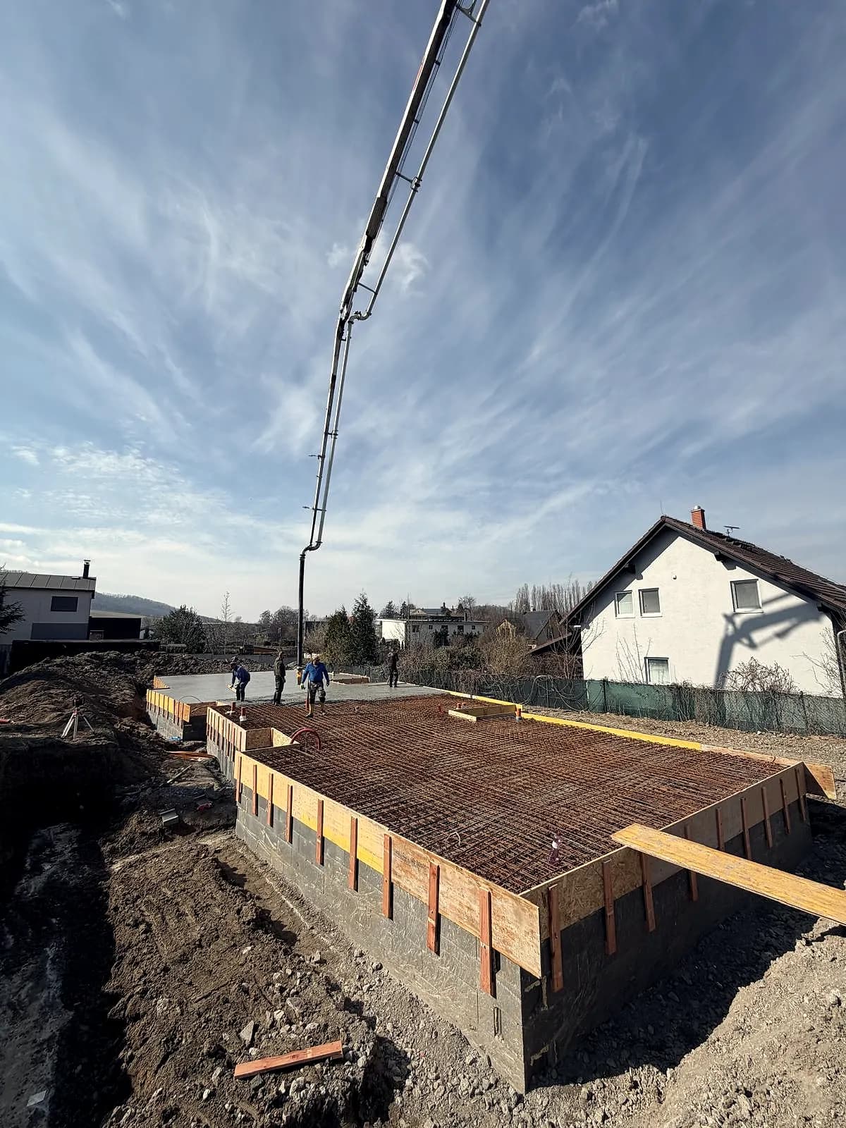 Betonáž základovej dosky čerpadlom