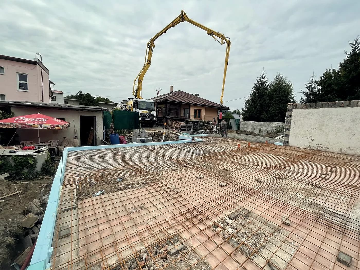 Betonáž základovej dosky čerpadlom